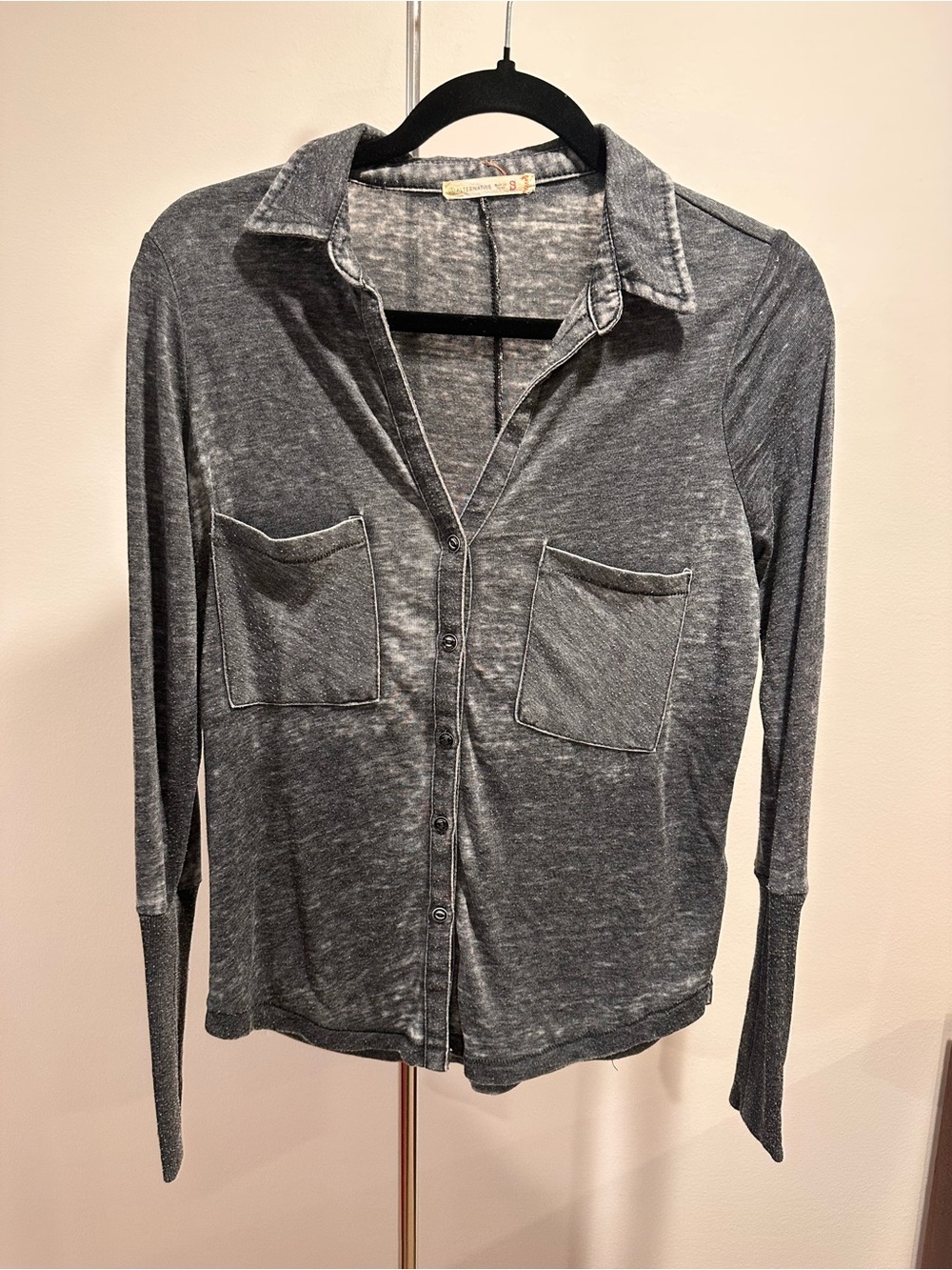 Vintage vibe Washed Gray Button-Up Lightweight Shirt